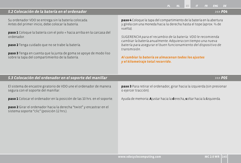 VDO WR MC 2.0 User Manual | Page 145 / 228