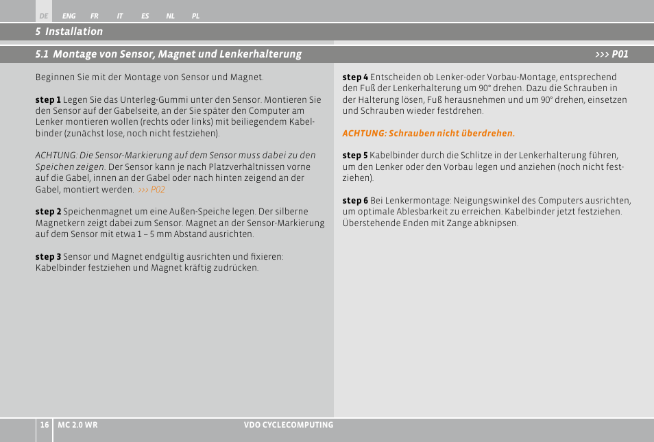 VDO WR MC 2.0 User Manual | Page 16 / 228