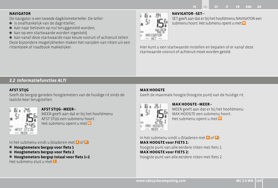 2 informatiefuncties alti | VDO WR MC 2.0 User Manual | Page 169 / 228