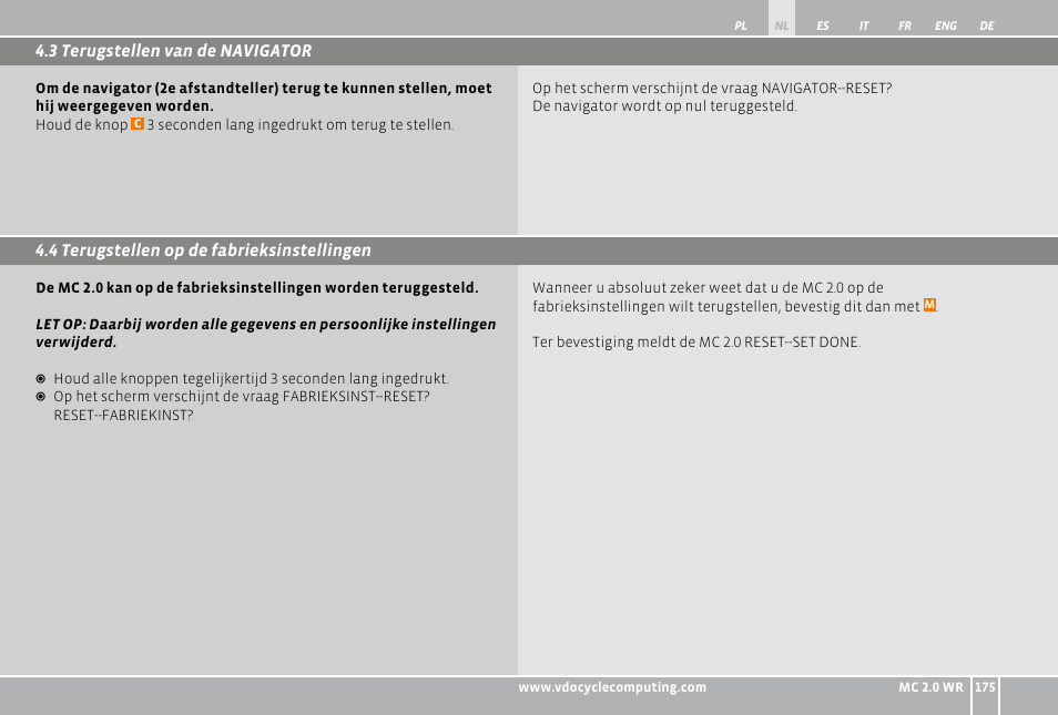 VDO WR MC 2.0 User Manual | Page 175 / 228