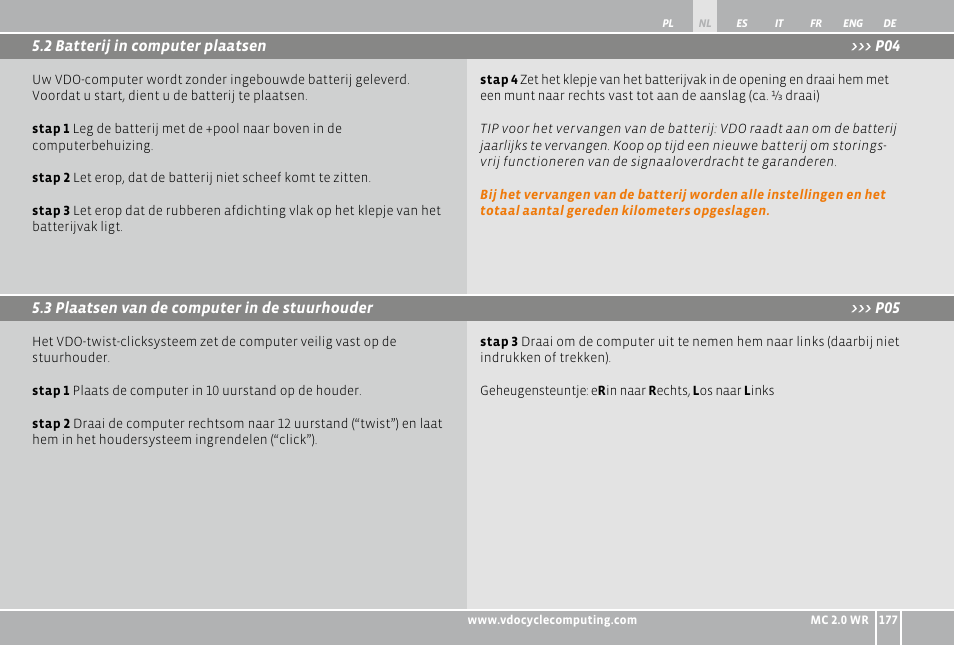 VDO WR MC 2.0 User Manual | Page 177 / 228