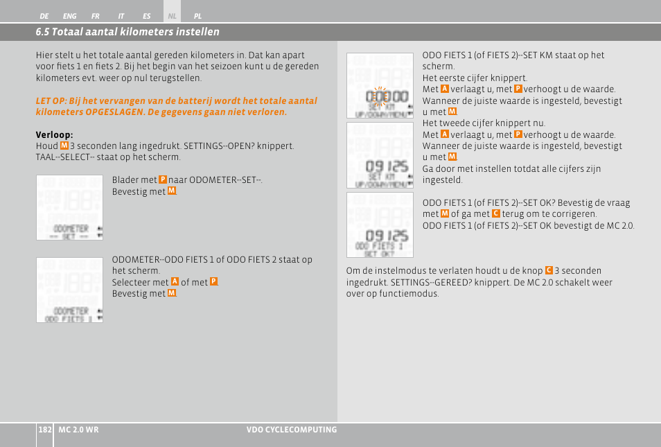 VDO WR MC 2.0 User Manual | Page 182 / 228