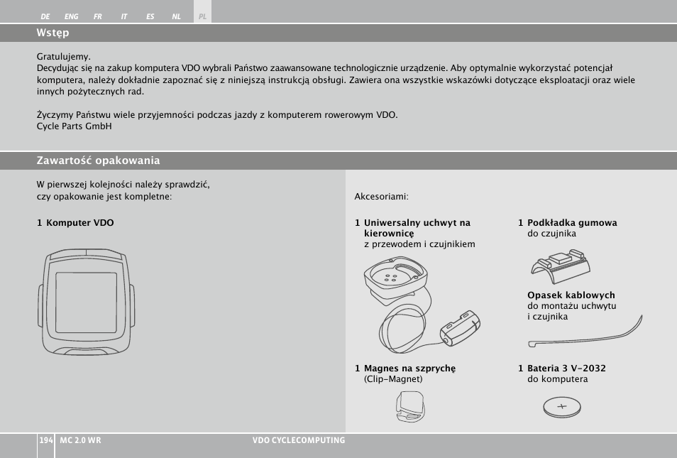 VDO WR MC 2.0 User Manual | Page 194 / 228