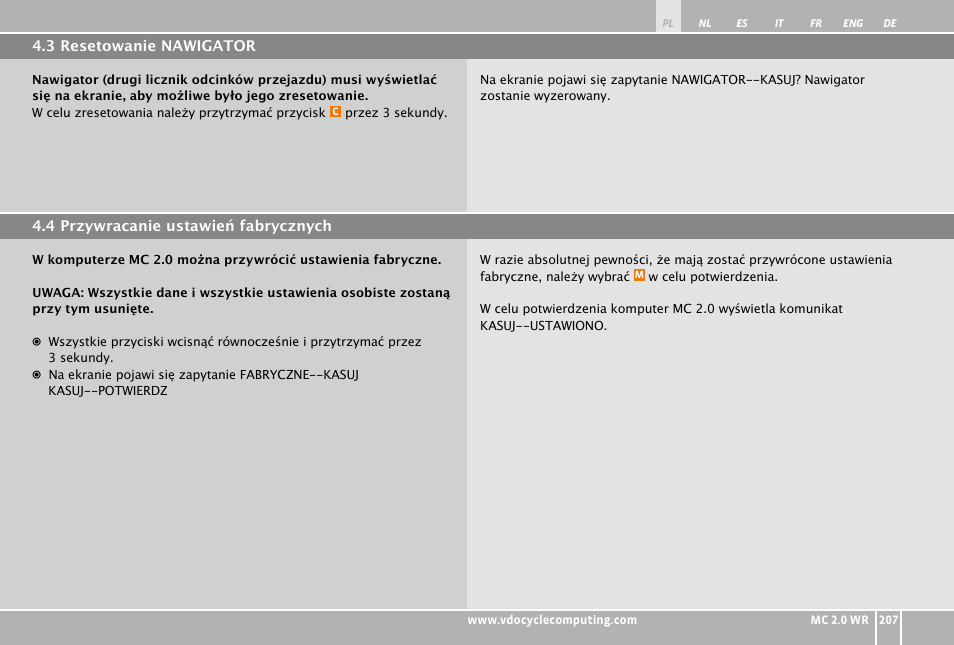 VDO WR MC 2.0 User Manual | Page 207 / 228