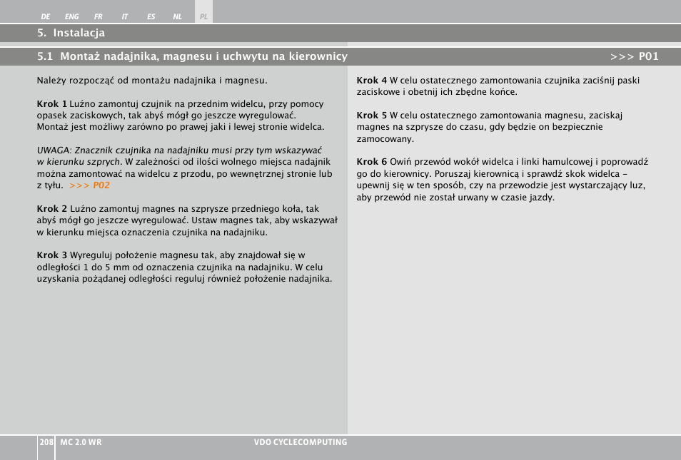 VDO WR MC 2.0 User Manual | Page 208 / 228