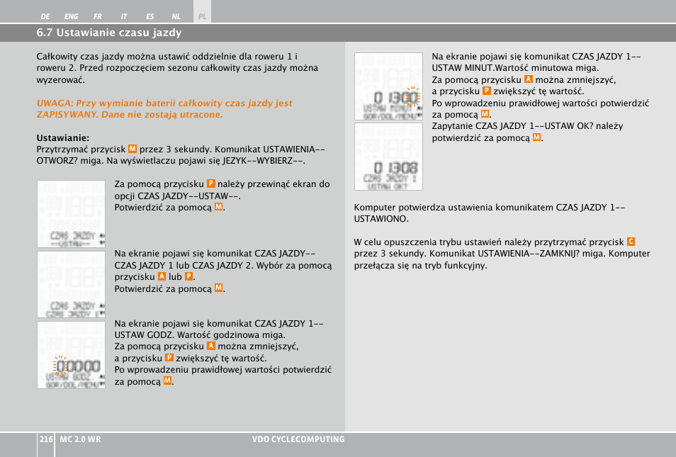 VDO WR MC 2.0 User Manual | Page 216 / 228