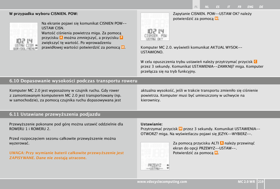 VDO WR MC 2.0 User Manual | Page 219 / 228