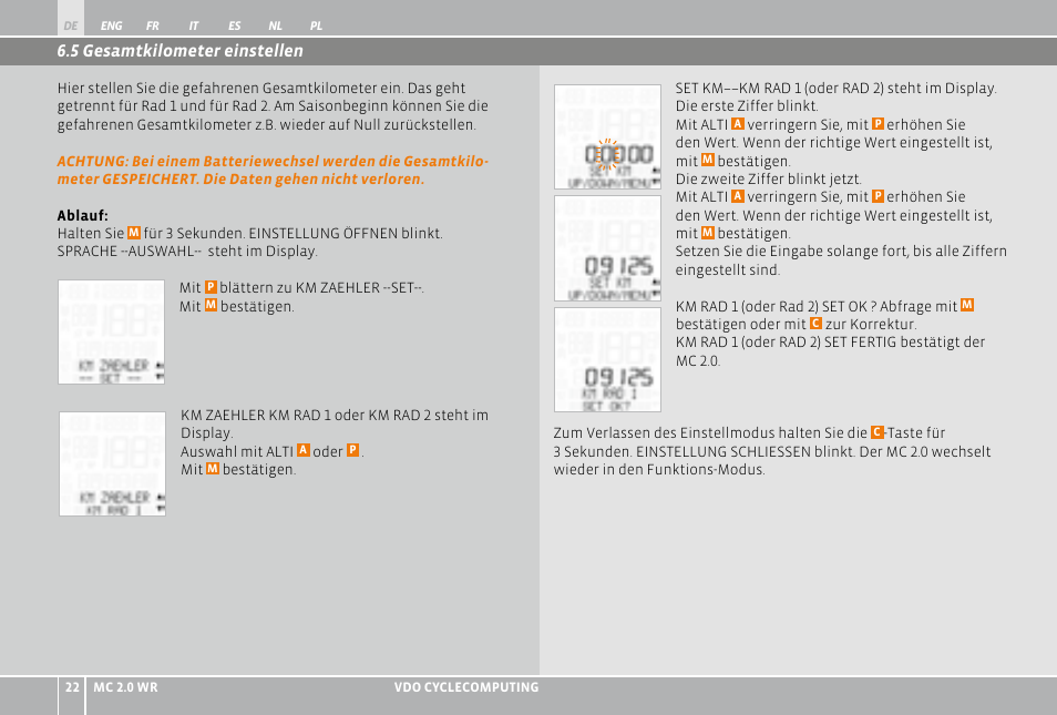 VDO WR MC 2.0 User Manual | Page 22 / 228