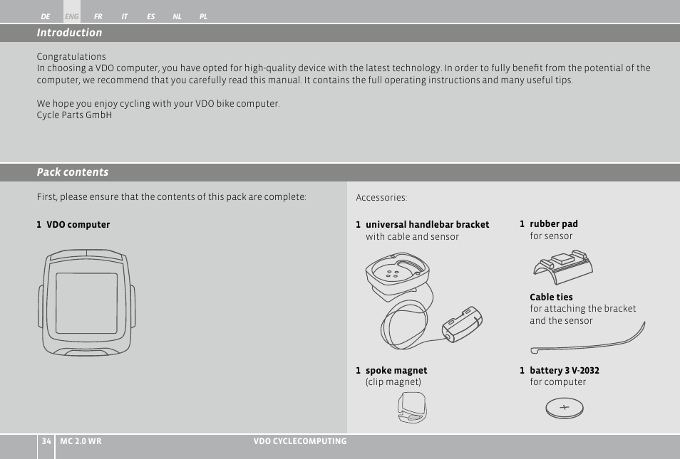 VDO WR MC 2.0 User Manual | Page 34 / 228