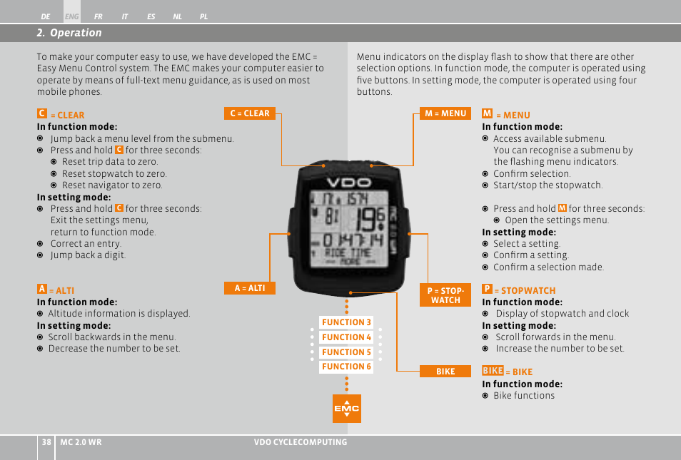 Operation | VDO WR MC 2.0 User Manual | Page 38 / 228