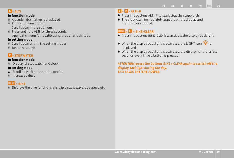VDO WR MC 2.0 User Manual | Page 39 / 228