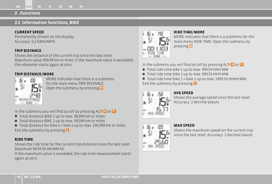 VDO WR MC 2.0 User Manual | Page 40 / 228