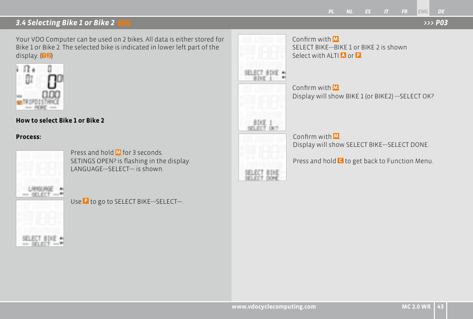 VDO WR MC 2.0 User Manual | Page 43 / 228
