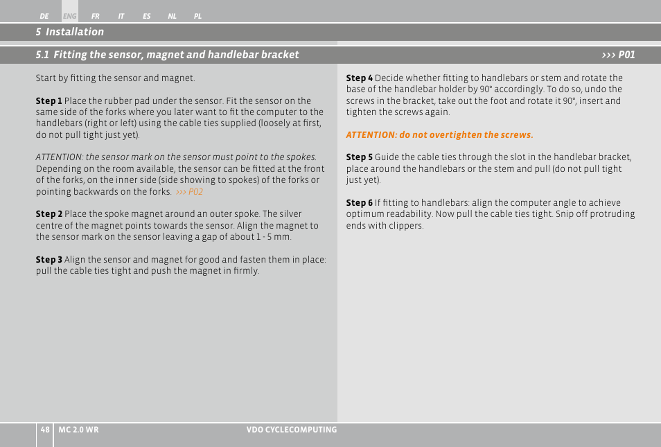 VDO WR MC 2.0 User Manual | Page 48 / 228
