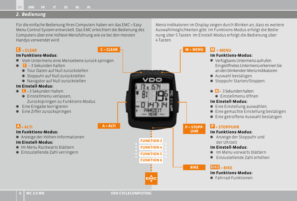 Bedienung | VDO WR MC 2.0 User Manual | Page 6 / 228