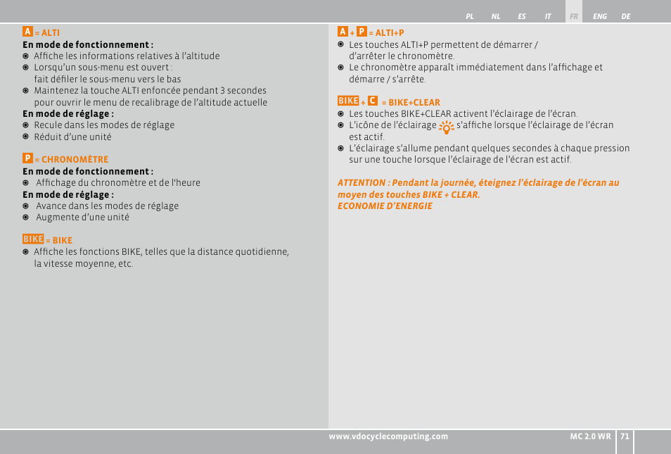 VDO WR MC 2.0 User Manual | Page 71 / 228