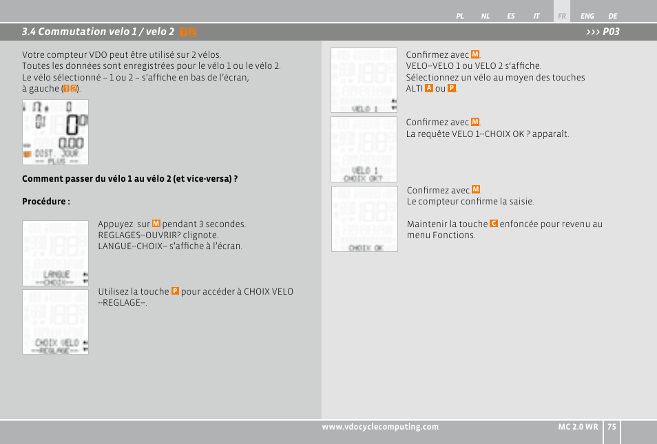 VDO WR MC 2.0 User Manual | Page 75 / 228