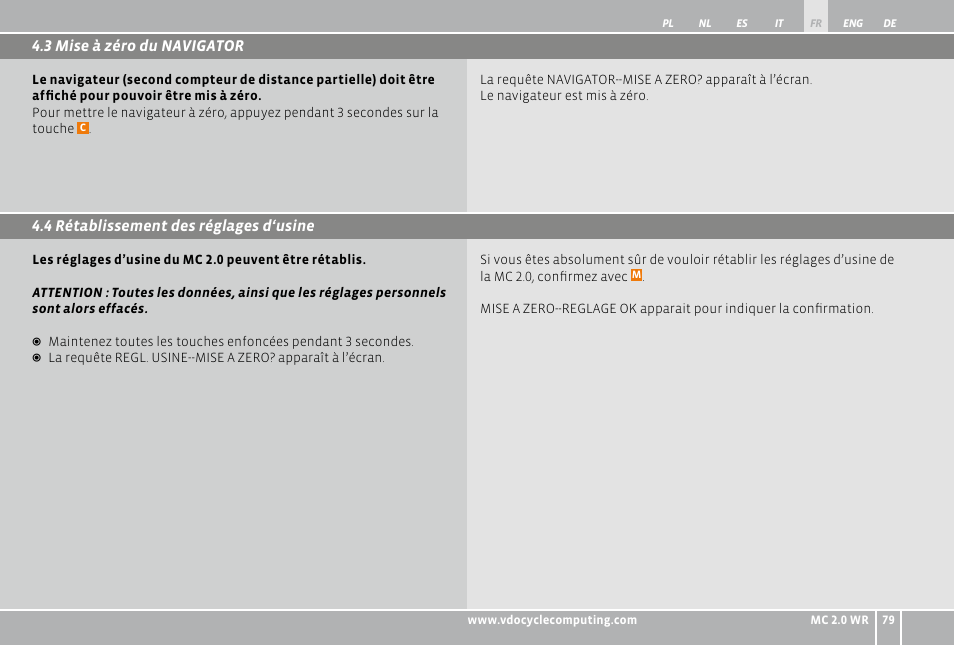 VDO WR MC 2.0 User Manual | Page 79 / 228