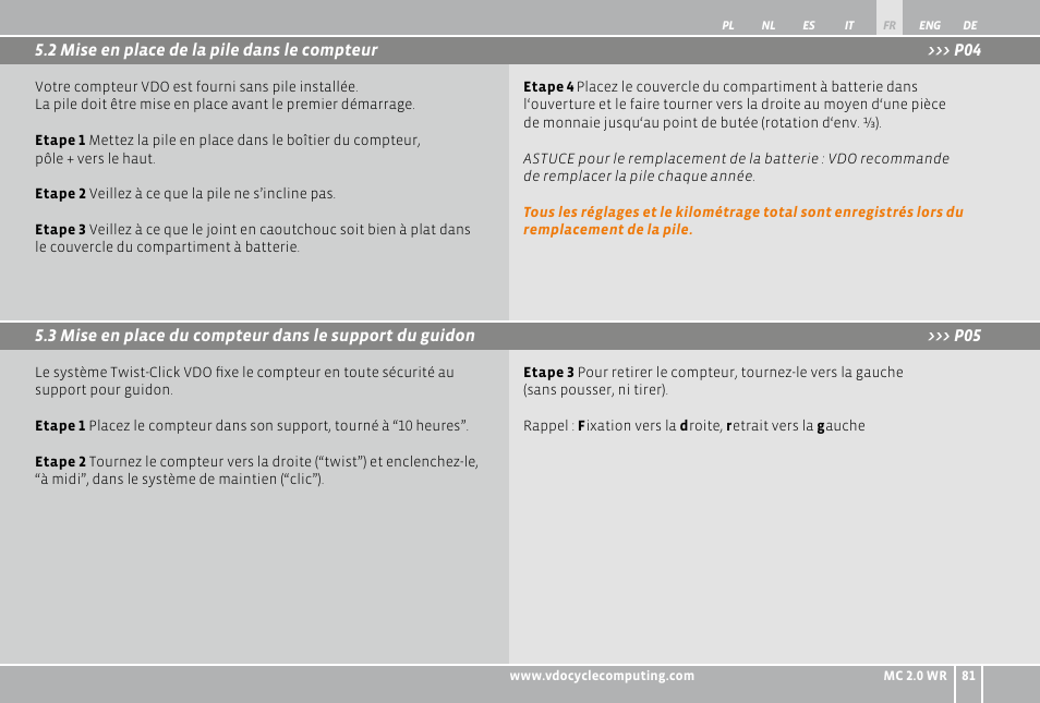 VDO WR MC 2.0 User Manual | Page 81 / 228