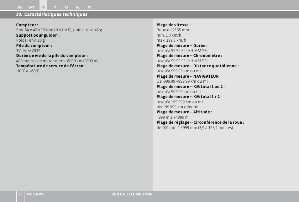VDO WR MC 2.0 User Manual | Page 96 / 228