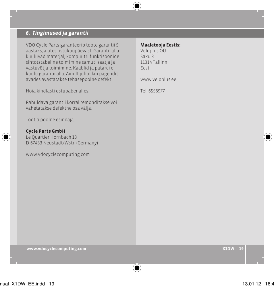 VDO WL X1 DW User Manual | Page 105 / 264