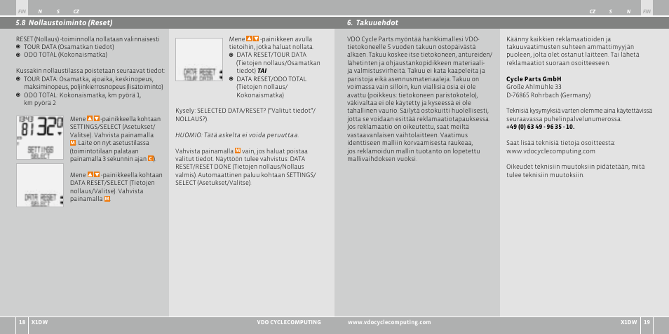 VDO WL X1 DW User Manual | Page 118 / 264