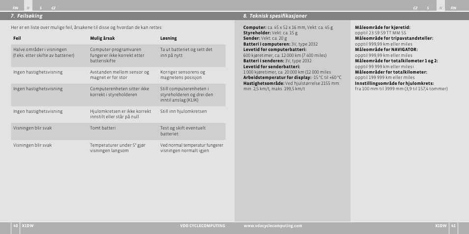 VDO WL X1 DW User Manual | Page 129 / 264