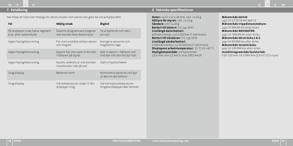 VDO WL X1 DW User Manual | Page 139 / 264