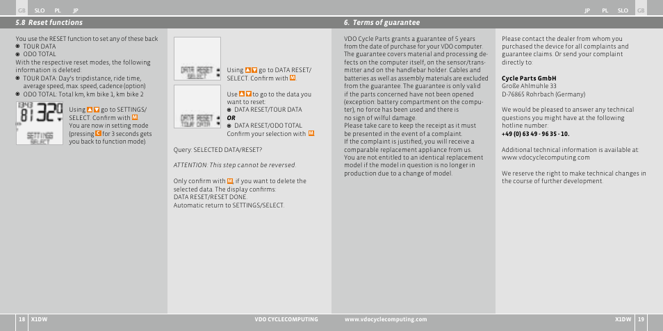 VDO WL X1 DW User Manual | Page 161 / 264