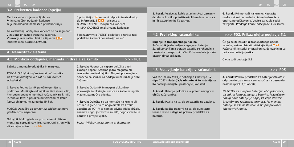VDO WL X1 DW User Manual | Page 166 / 264