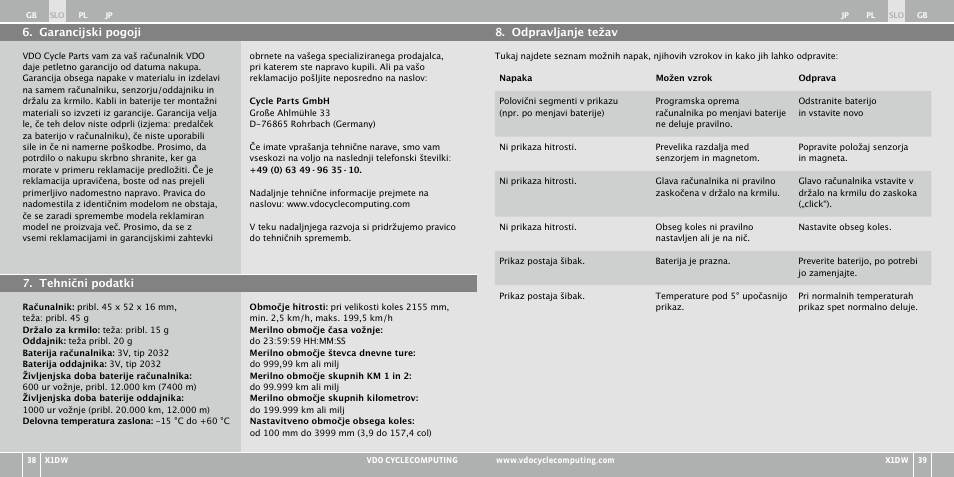 VDO WL X1 DW User Manual | Page 171 / 264