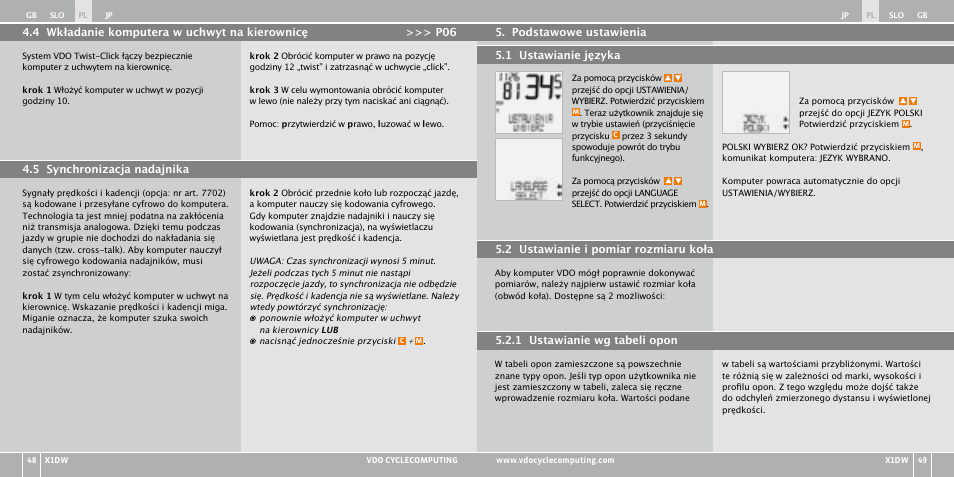 VDO WL X1 DW User Manual | Page 176 / 264