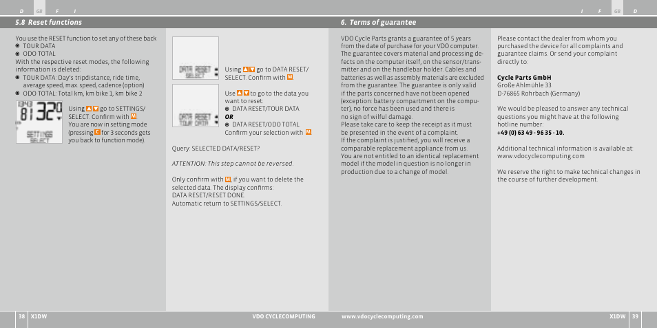 VDO WL X1 DW User Manual | Page 20 / 264