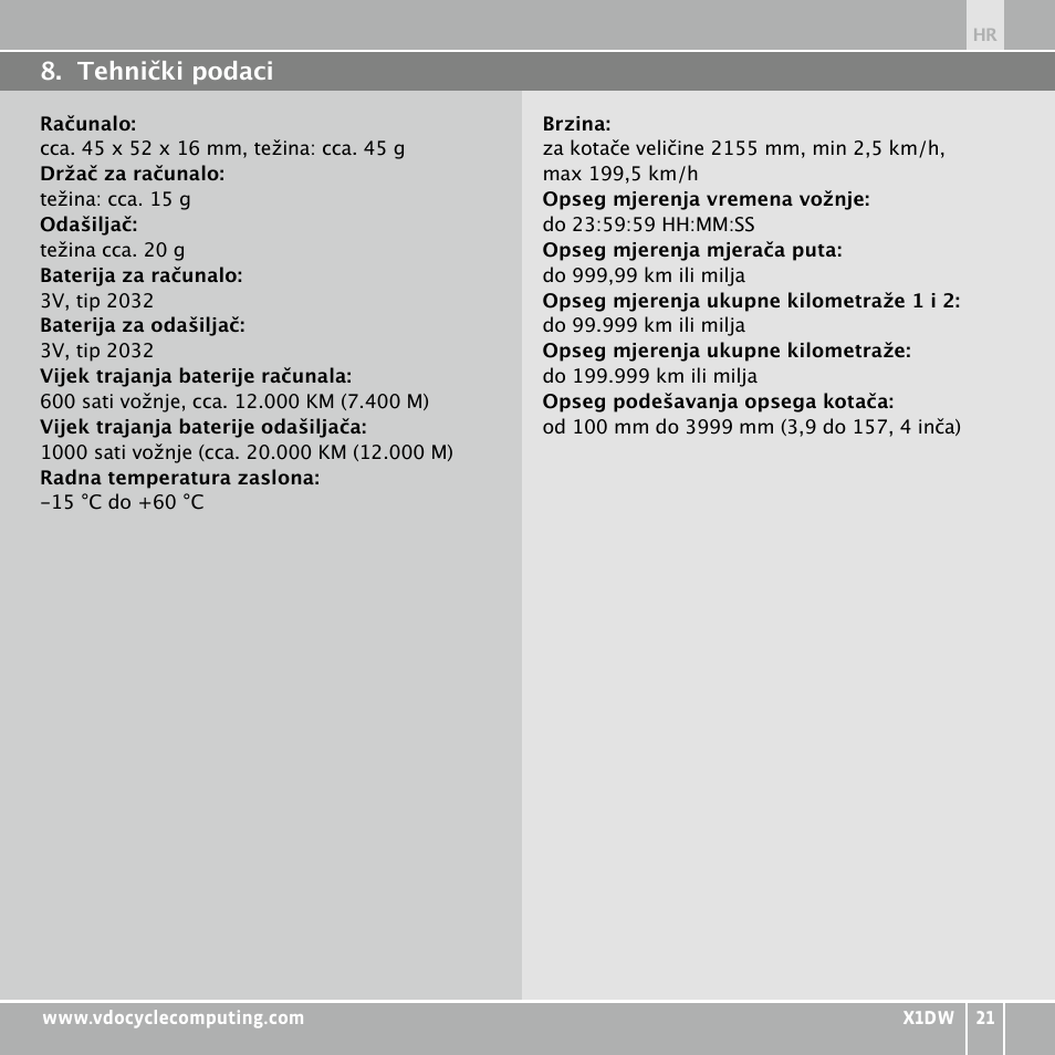 VDO WL X1 DW User Manual | Page 213 / 264