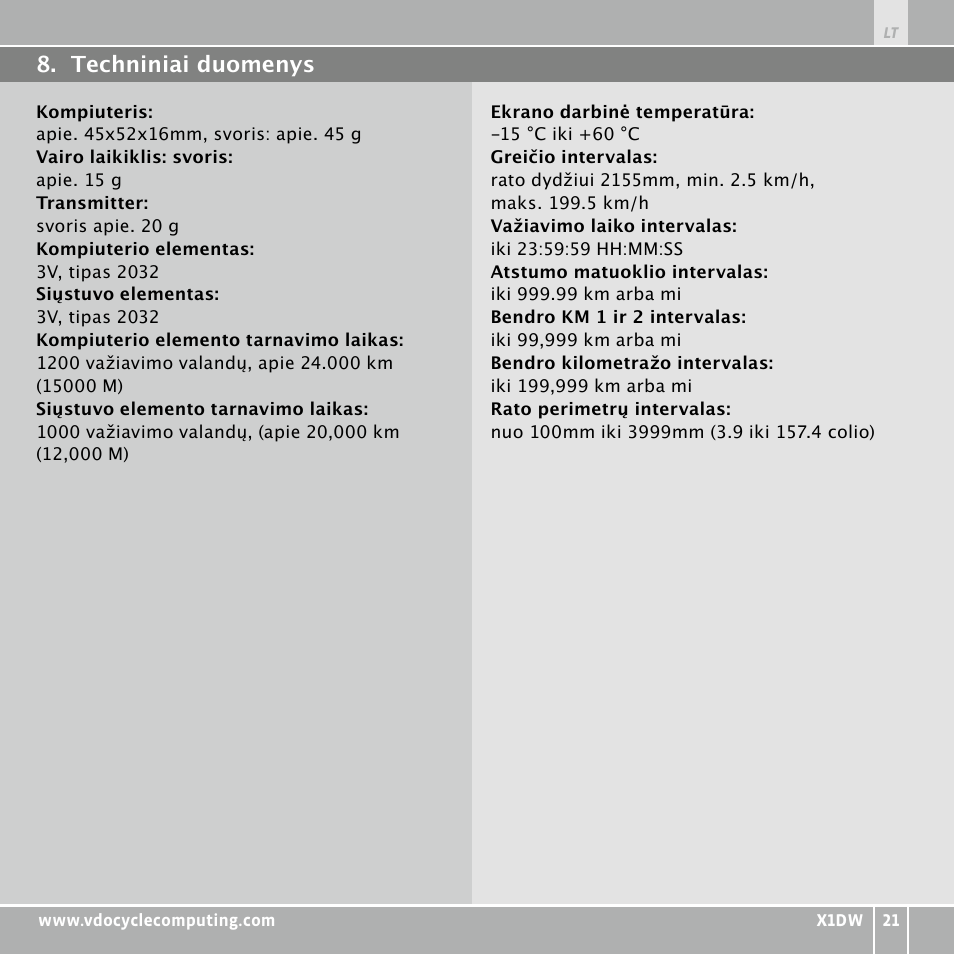 VDO WL X1 DW User Manual | Page 237 / 264