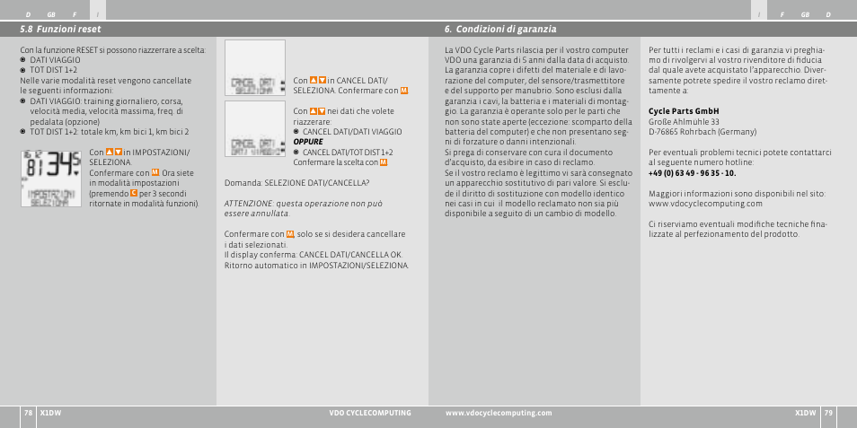 VDO WL X1 DW User Manual | Page 40 / 264