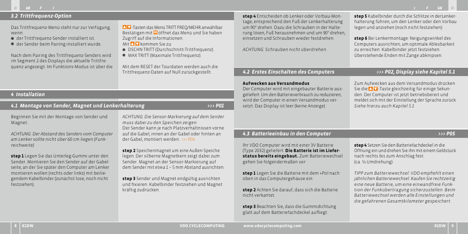 VDO WL X1 DW User Manual | Page 5 / 264