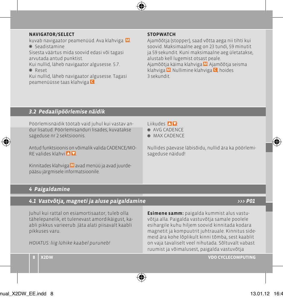VDO WL X2 DW User Manual | Page 100 / 336