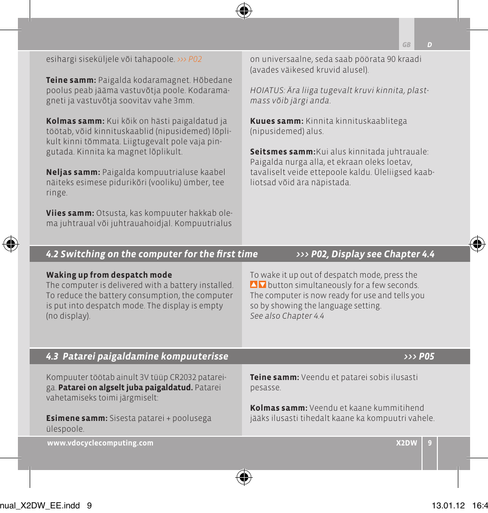 VDO WL X2 DW User Manual | Page 101 / 336