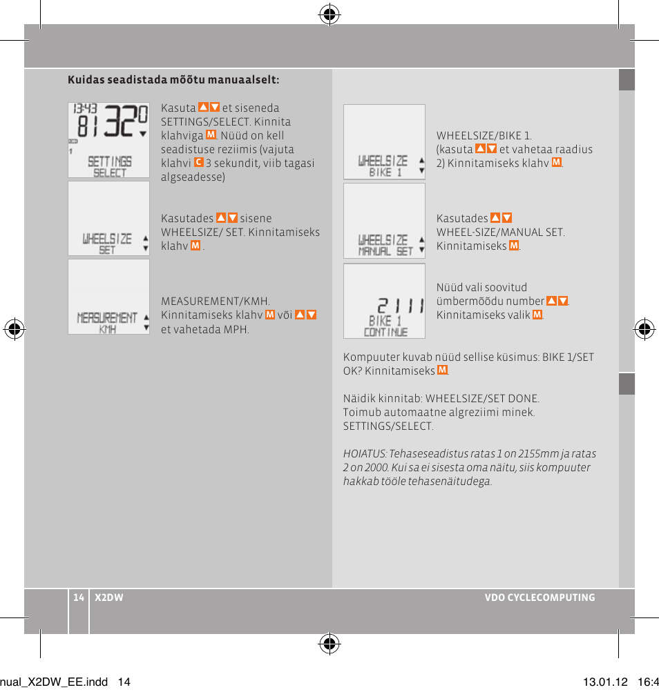 VDO WL X2 DW User Manual | Page 106 / 336