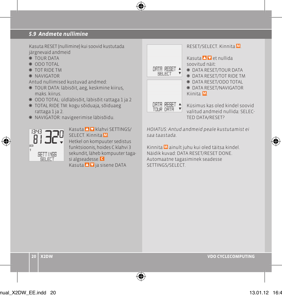 VDO WL X2 DW User Manual | Page 112 / 336