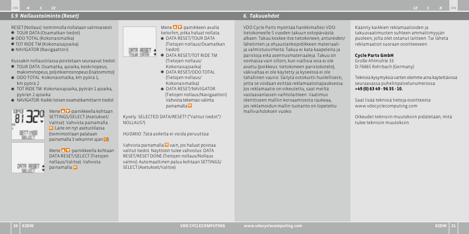 VDO WL X2 DW User Manual | Page 129 / 336