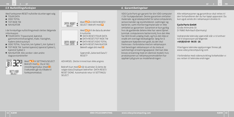 VDO WL X2 DW User Manual | Page 140 / 336