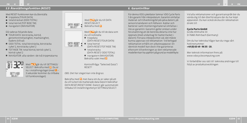 VDO WL X2 DW User Manual | Page 151 / 336