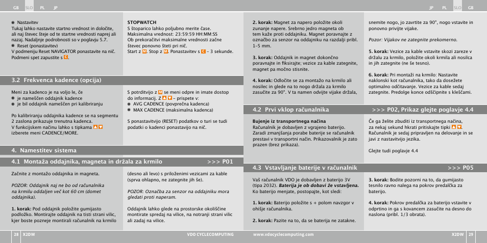 VDO WL X2 DW User Manual | Page 180 / 336