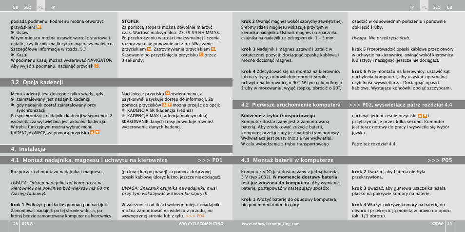 VDO WL X2 DW User Manual | Page 190 / 336