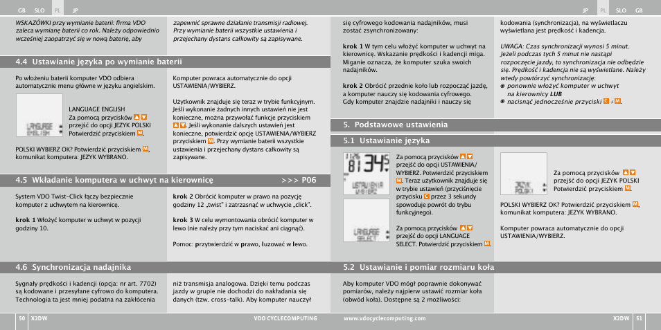 VDO WL X2 DW User Manual | Page 191 / 336