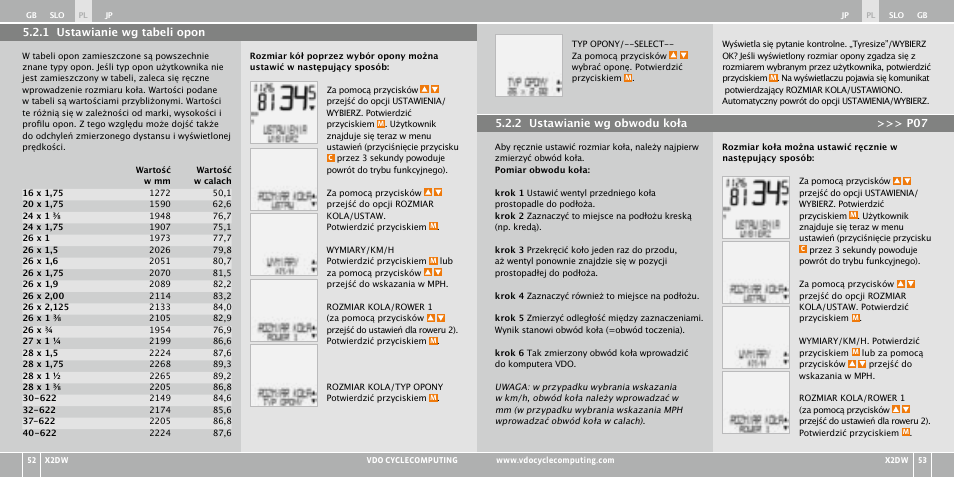 VDO WL X2 DW User Manual | Page 192 / 336