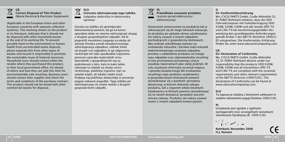 VDO WL X2 DW User Manual | Page 207 / 336