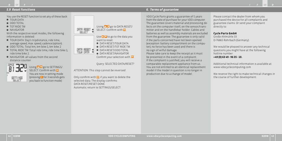 VDO WL X2 DW User Manual | Page 22 / 336
